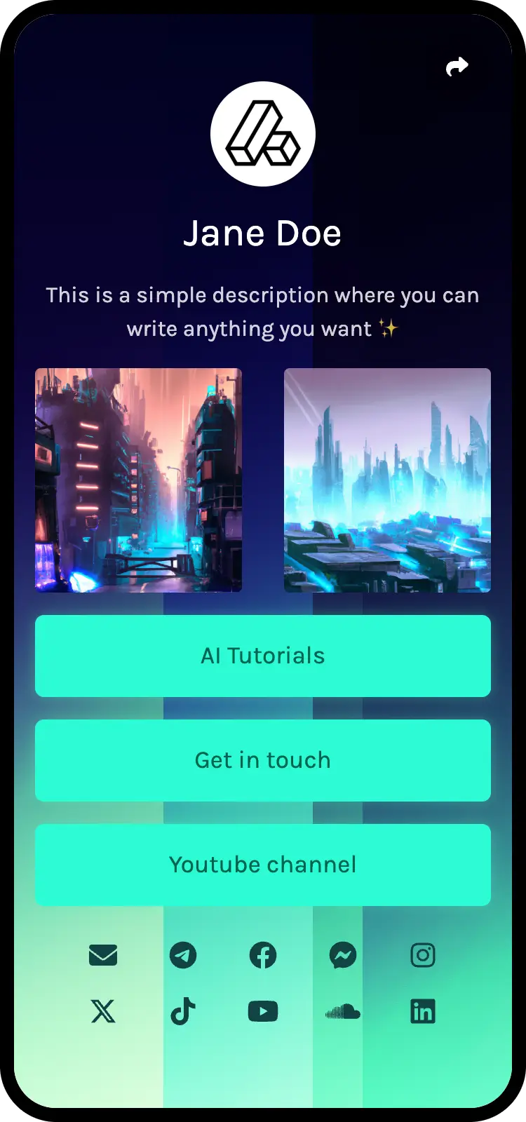 Biolink sayfası örneklerinin ekran görüntüsü